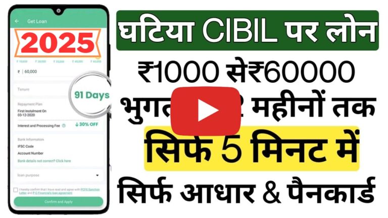 2025 में Low Cibil Score पर 60,000 रुपये तक का पर्सनल लोन