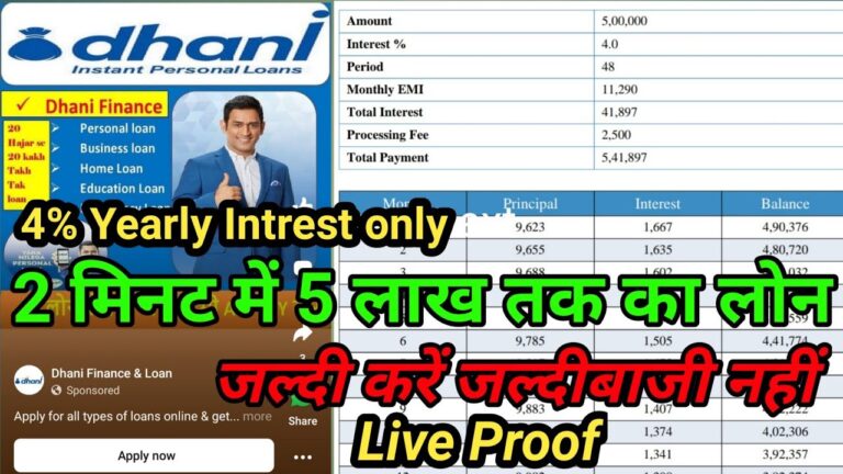 Dhani loan up to 5 lakh dhani