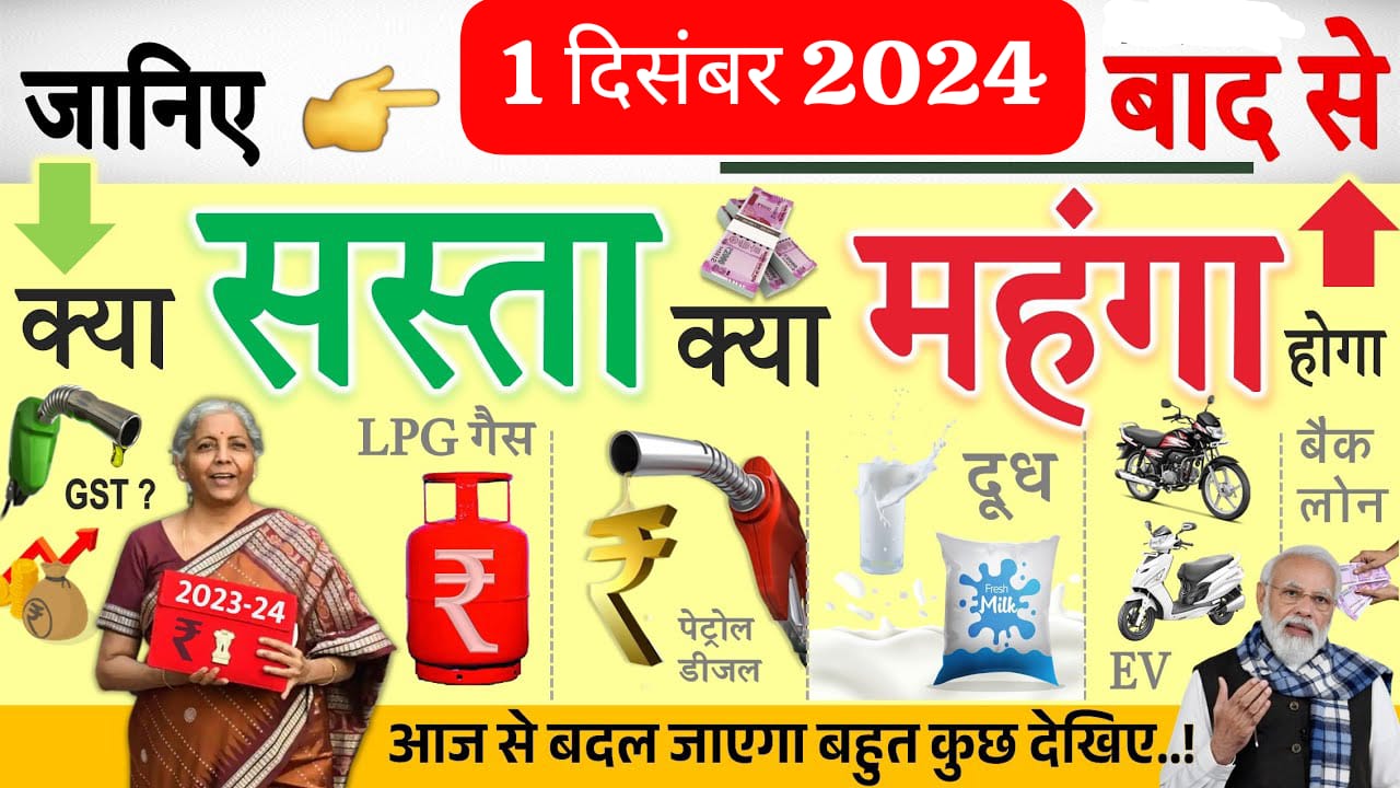 1 दिसंबर 2024 से क्या सस्ता, क्या महंगा?
