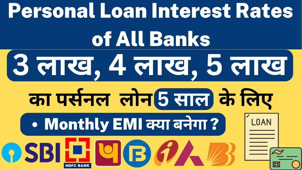 3 Lakh, 4 Lakh, 5 lakh Personal Loan for 5 Years