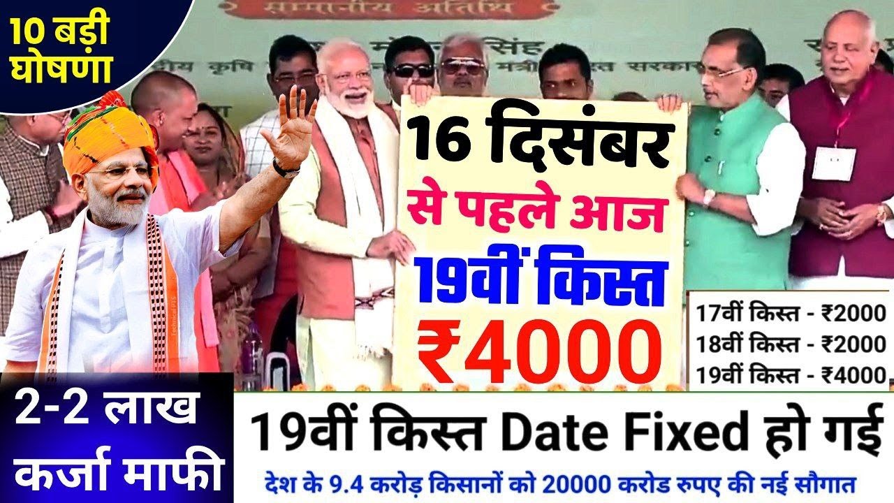 Pm Kisan 19th Kist Installment Date 2024 | Kcc Loan Mafi