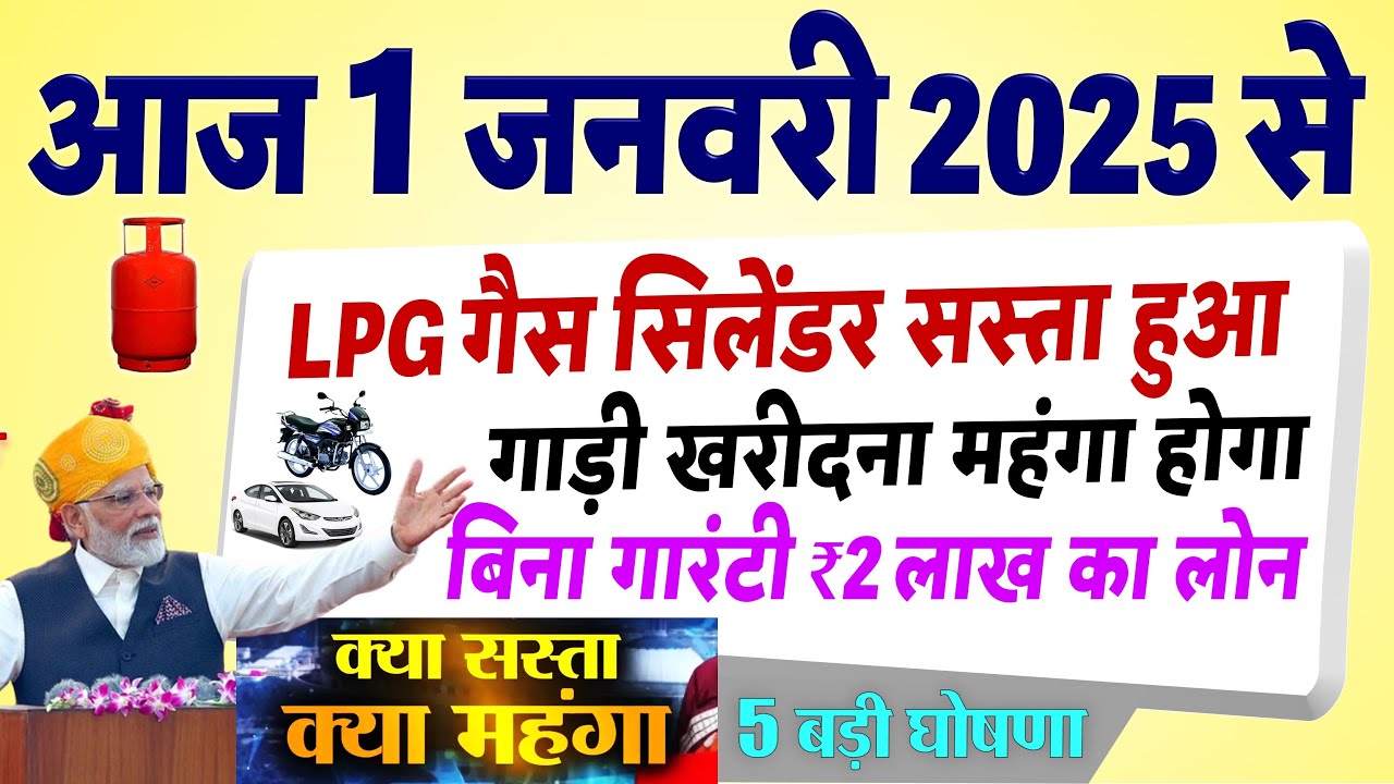 आज 1 जनवरी 2025 से मोबाइल रिचार्ज, LPG गैस सिलेंडर सस्ता हुआ, 10 बड़े बदलाव