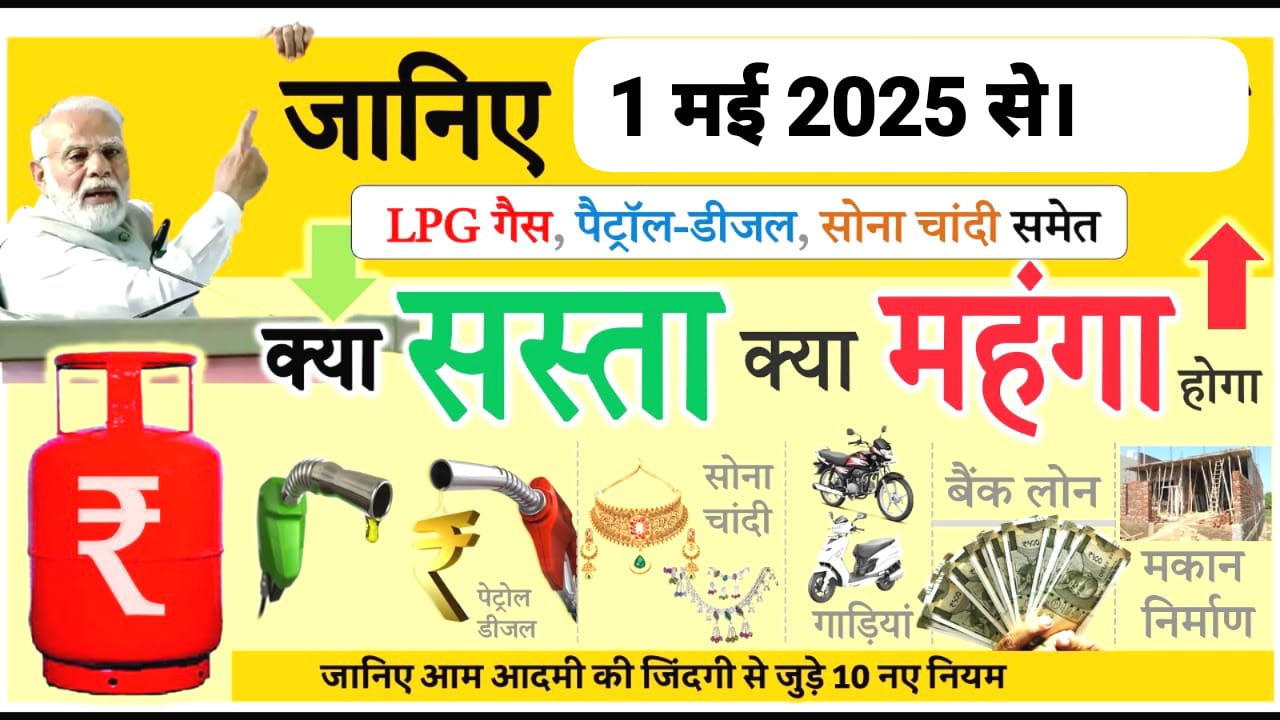 1 मई 2025 से महंगाई में बड़ा बदलाव: LPG गैस, पेट्रोल-डीजल जानें क्या हुआ सस्ता और क्या महंगा