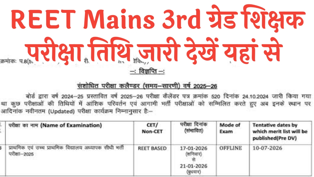 REET Mains Exam Date 2025